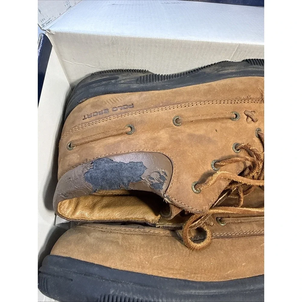 Polo Sport Ralph Lauren Men's Brown Leather Moc Toe Chukka Boots Size 7